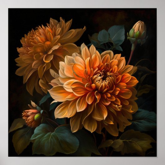 Poster d'impression Orange Dahlias (Devant)