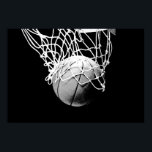 Poster d'impression Pop Art Basketball Ball & Net<br><div class="desc">J'Aime Ce Jeu. Sports populaires - Black & White Basketball jeu Ball Image.</div>