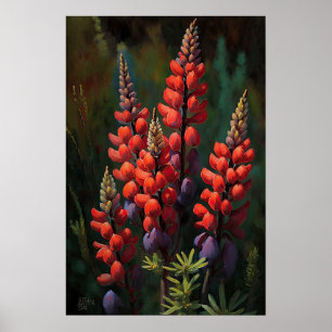 Poster d'impression Red Lupine Flower Art