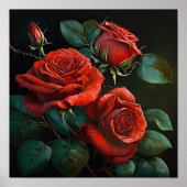 Poster d'impression Red Roses Flower Art (Devant)
