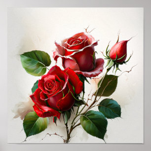 Poster d'impression Red Roses Flower Art