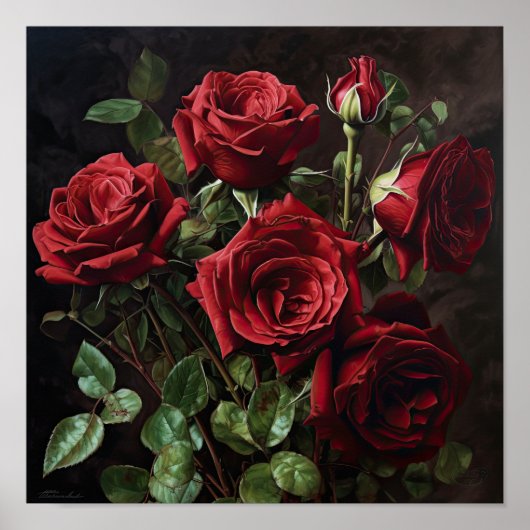 Poster d'impression Red Roses Flower Art (Devant)