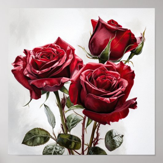 Poster d'impression Red Roses Flower Art (Devant)