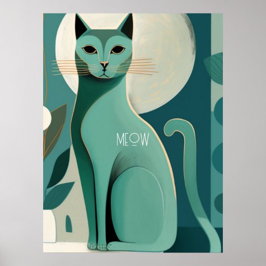 Poster d'impression Retro Cat pour Amoureux de les (Devant)