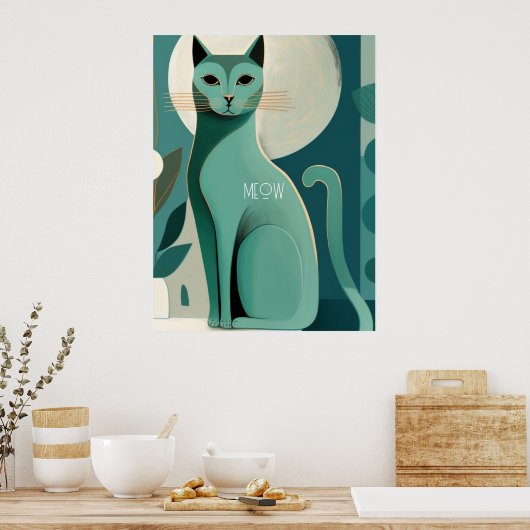 Poster d'impression Retro Cat pour Amoureux de les (Cuisine)