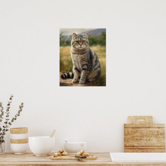 Poster d'impression Scottish Fold Cat Art (Cuisine)