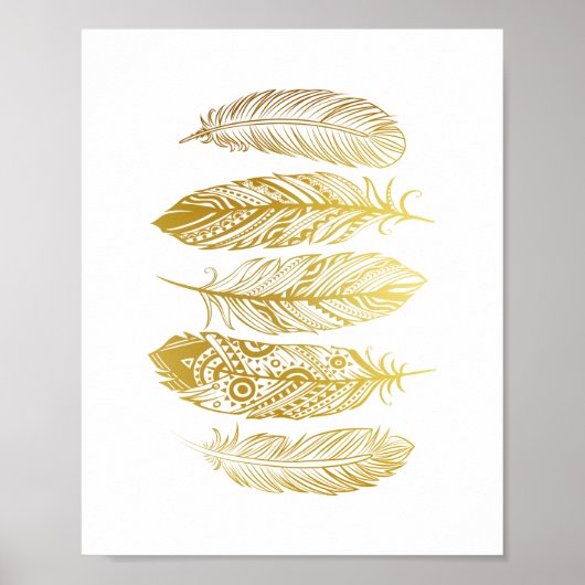 Poster d'impression Tribal de Faux Gold Feathers (Devant)