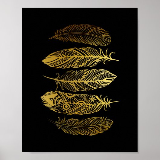Poster d'impression Tribal Faux Gold Feather (Devant)