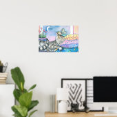 Poster d'impression Whimsical Fairy and Tabby Cat  (Bureau à domicile)