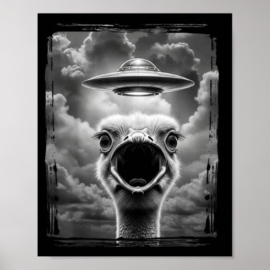 Poster Dinde Alien Drôle Ufo Selfie Thanksgiving Meme (Devant)
