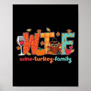 Poster Dinde au vin Famille Drôle Boisson de dîner de Tha