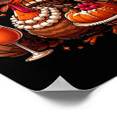 Poster Dinde buvant du café arc de Thanksgiving femmes Tu (Coin)