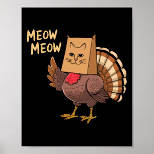 Poster Dinde de Thanksgiving Chat Drôle Hommes Femmes Tha