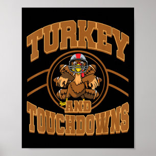 Poster Dinde de Thanksgiving et touchés de football d'aut