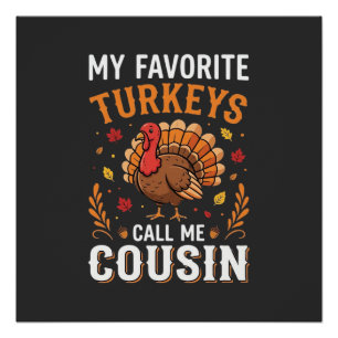 Poster Dinde de Thanksgiving Famille Cousine