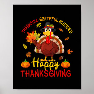 Poster Dinde de Thanksgiving Femme Reconnaissant Grâce Bé