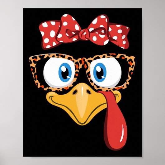 Poster Dinde de Thanksgiving Léopard Gles Cadeaux Dame Fe (Devant)