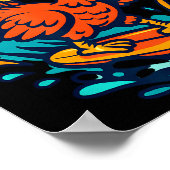 Poster Dinde de Thanksgiving Surfeur Surfant (Coin)