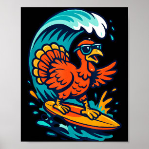 Poster Dinde de Thanksgiving Surfeur Surfant 