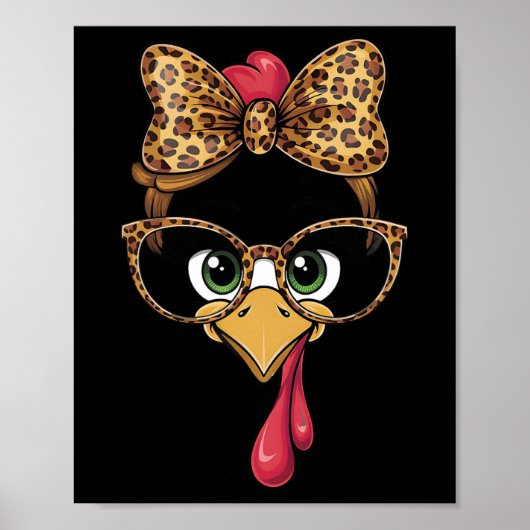 Poster Dinde de Thanksgiving Visage Léopard Gles Femmes F (Devant)