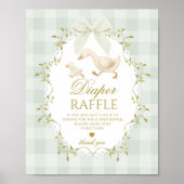 Poster Dinde Diaper Raffle Vert Sauge Fantaisiste (Devant)