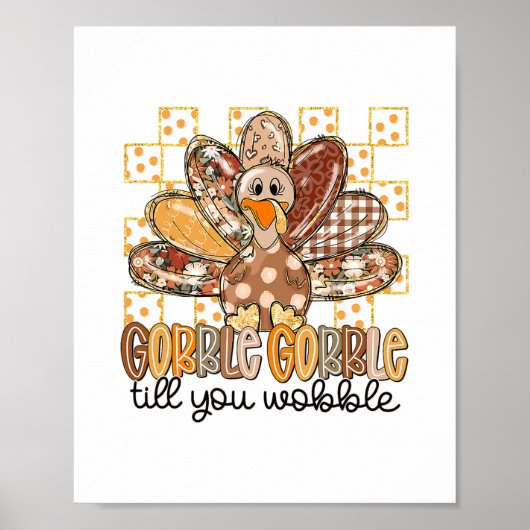 Poster Dinde drôle de Thanksgiving glousse jusqu'à ce que (Devant)