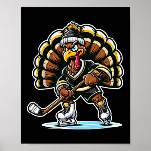 Poster Dinde drôle jouant au hockey sur glace Sport de Th