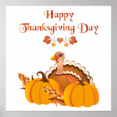 Poster Dinde du jour de l'Action de grâce avec citrouille (Devant)