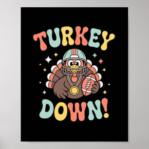 Poster Dinde en bas drôle de Footll Thanksgiving