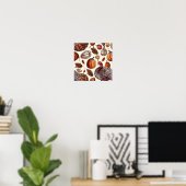 Poster Dinde esthétique et motif de courge (Bureau à domicile)