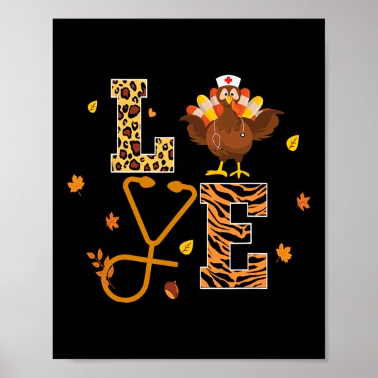 Poster dinde Sthetoscope infirmière thansgiving femmes ho (Devant)