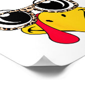 Poster Dinde Visage Tête et Léopard Jour de Thanksgiving (Coin)