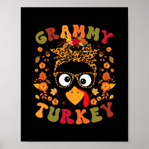 Poster Dindee de Grammy drôle d'automne Thanksgiving Fami