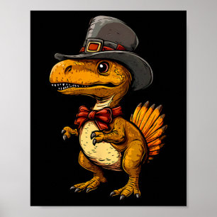 Poster Dindeur dinosaure drôle de Thanksgiving Turkeysaur