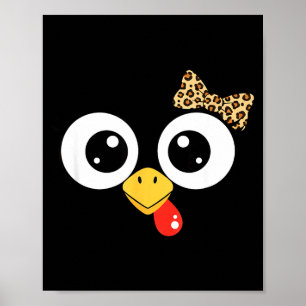 Poster Dindon aux yeux mobiles avec noeud léopard, dessin