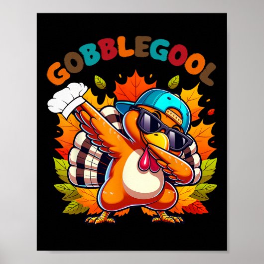 Poster Dindon Gobblegool Danse Dabbing de Thanksgiving (Devant)