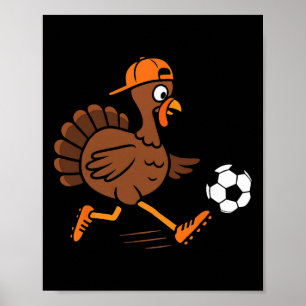 Poster Dindon jouant au football de Thanksgiving Enfants