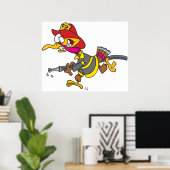 Poster Dindon pompier avec tuyau (Bureau à domicile)