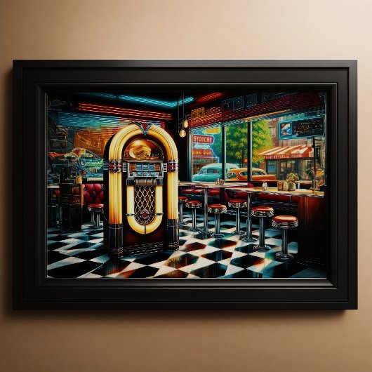 Poster Diner 1950 avec Jukebox