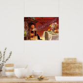 Poster Dîner d'action de grâce Chat noir cheminée Turquie (Cuisine)