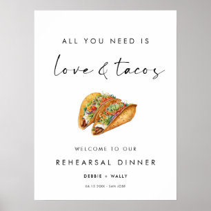 Poster Dîner de répétition Amour et Tacos Bienvenue