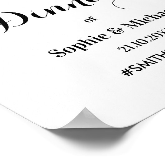 Poster Dîner de répétition Bienvenue Noir Blanc (Coin)