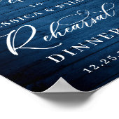 Poster Dîner de répétition de Boho en bois bleu Hydrangea (Coin)