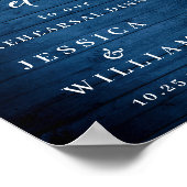 Poster Dîner de répétition de Boho en bois bleu Hydrangea (Coin)