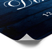 Poster Dîner de répétition de Boho en bois bleu Hydrangea (Coin)