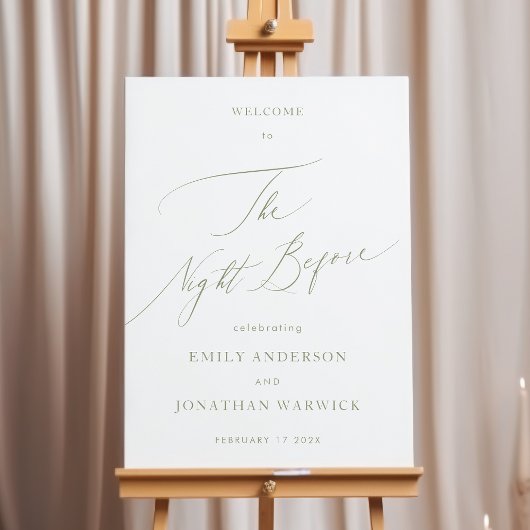 Poster Dîner de répétition de calligraphie verte et blanc