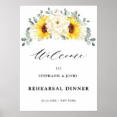 Poster Dîner de répétition de mariage bienvenue tournesol (Devant)