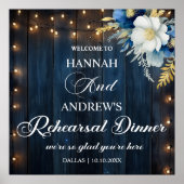 Poster Dîner de répétition en bois bleu (Devant)