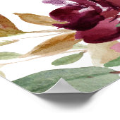 Poster Dîner de répétition florale de Bourgogne verte Bie (Coin)