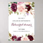 Poster Dîner de répétition florale de Bourgogne verte Bie (Devant)